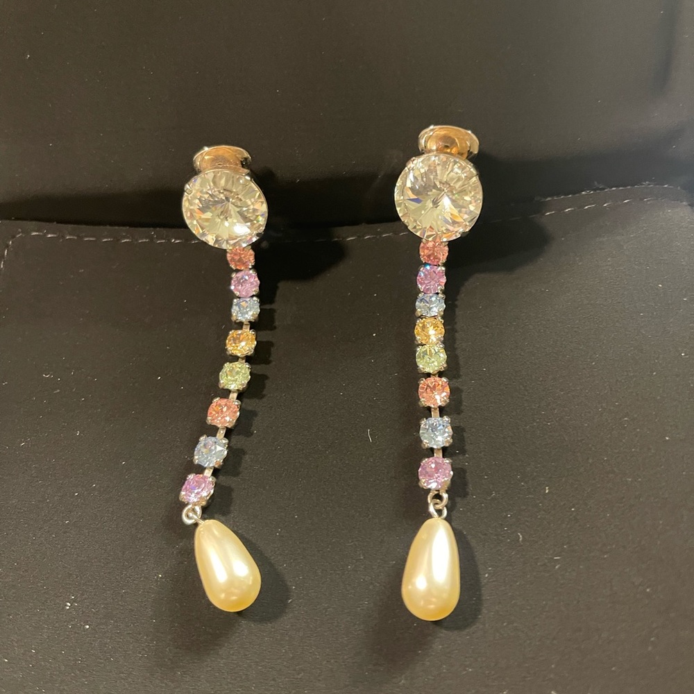 Authentic MIu miu EARRINGS WITH PEARL AND CRYSTALS